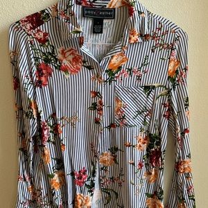 Polly & Esther Button down floral striped shirt